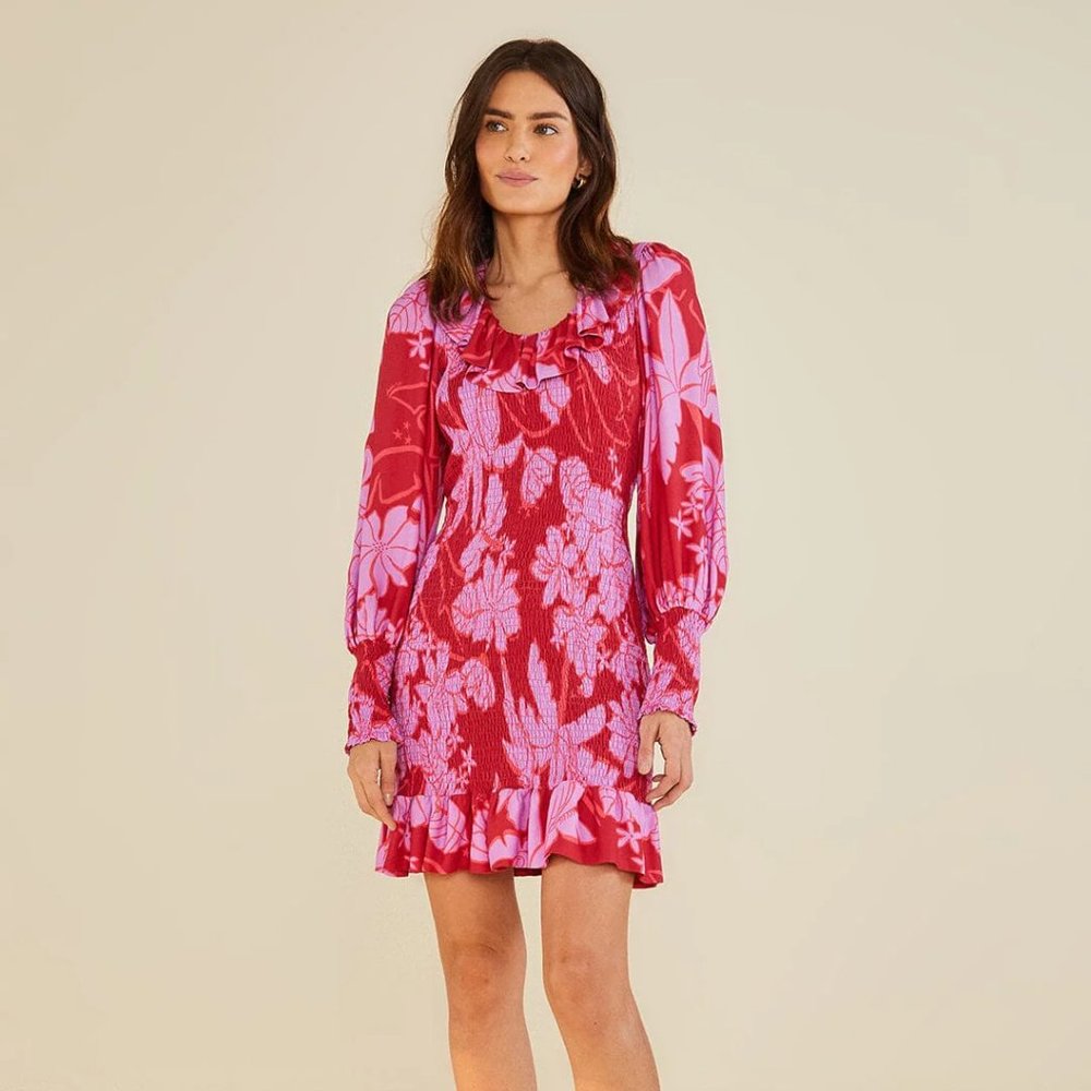 🥭 FARM RIO living nature burgundy mini dress